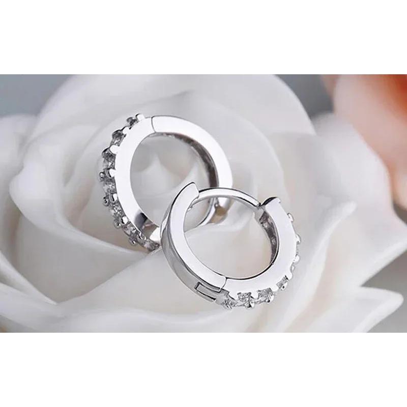 925 Sterling Silver Earrings Luxury 10mm Circle Zircon Hoop Earring for Grils Woman Wedding Party Jewelry Gifts