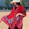 180Cmflower Printed Silk Scarf Ethnic-Style Twill Cotton Scarf Multi-Functional Travel Sun Protection Shawl Women'S Headscarf