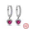 Hot Selling 100% 925 Sterling Copper Sparkling Infinity Red Heart Zircon Original Pantaro Stud Earrings Women Zircon Wholesale