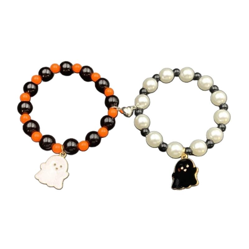 Halloween Spiders Couple Bracelet Trendy Heart Magnetic Matching Hand Jewelry