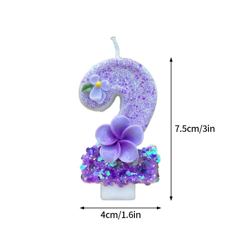 Fairy Birthday Number Candles Purple Pink Digital Candle 0-9 Number Cake Topper Girls Birthday Party Cake Decoration Supplies