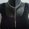 Gothic Bat Pendant Neckchain Open O Ring Chain Necklace Dark Alloy Neck Jewellery Piece For Bold Mysterious Style