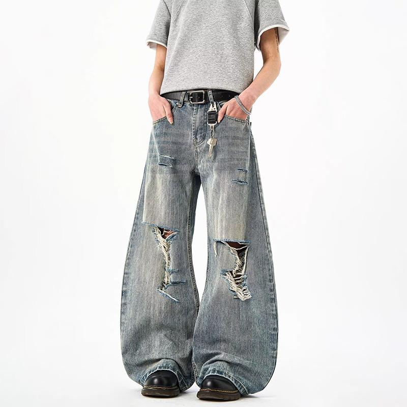 JYL Mens Denim Shorts Summer Cargo Elastic Waist American Street Pants