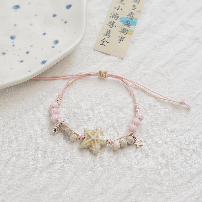 Brățară ceramică reglabilă lucrată manual pentru femei, brățară țesută cu stea de mare unică, bijuterii, accesorii, cadouri