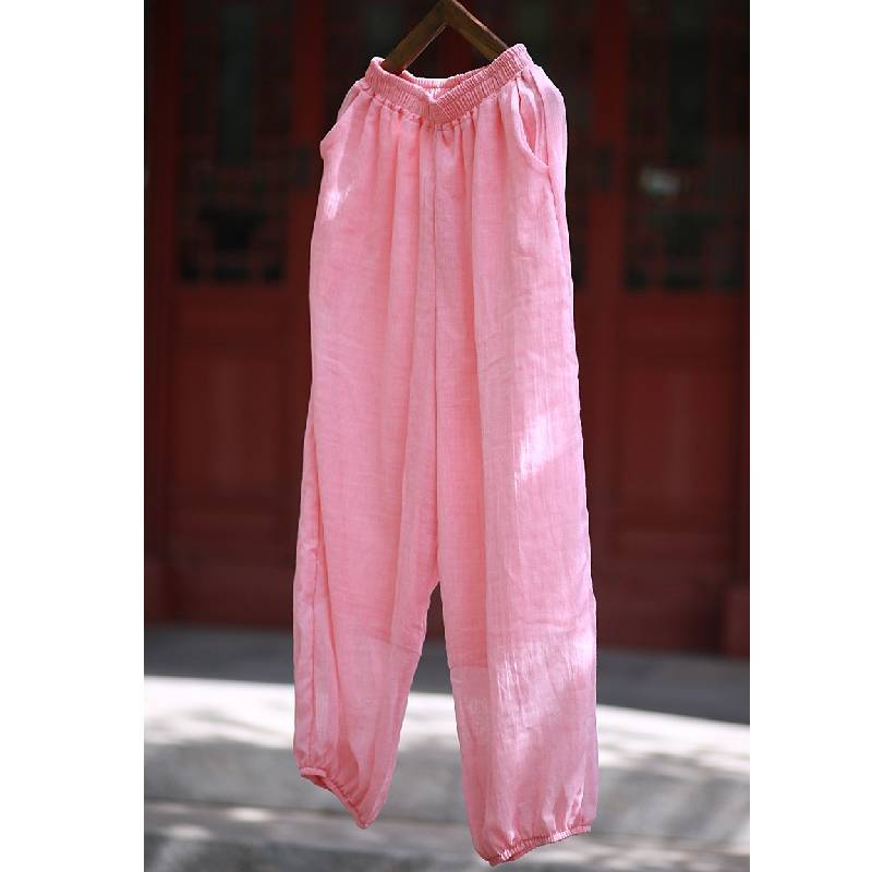 Cotton Linen Loose Fit Pants For Women Summer Boho Style Casual Trousers