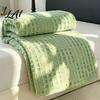 Decorative Textured Throw 3D Waffle Checkered Blanket Solid Color Milk Fleece Plush Lightweight Warm Soft Cozy Cover for Couch Bed Office Naps