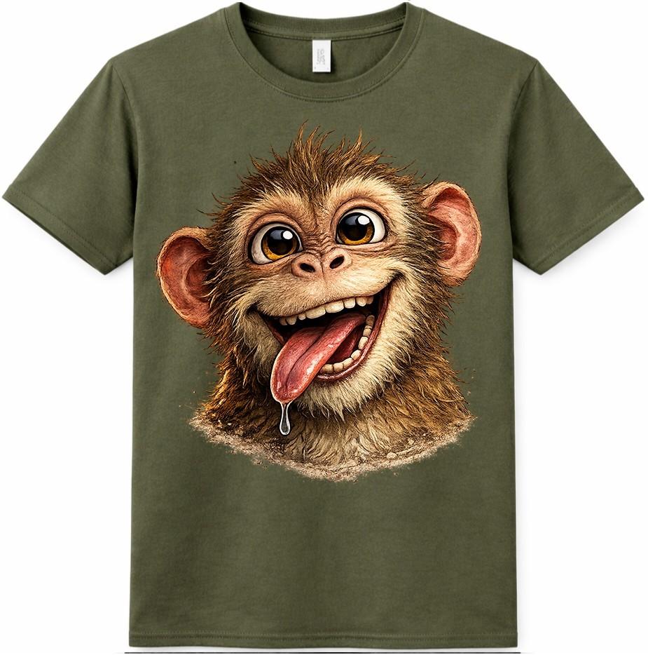 Lustiges Affen T-Shirt Verspieltes Lachendes Tier Grafik T-Shirt Lässiges Spaß Geschenk Oberteil