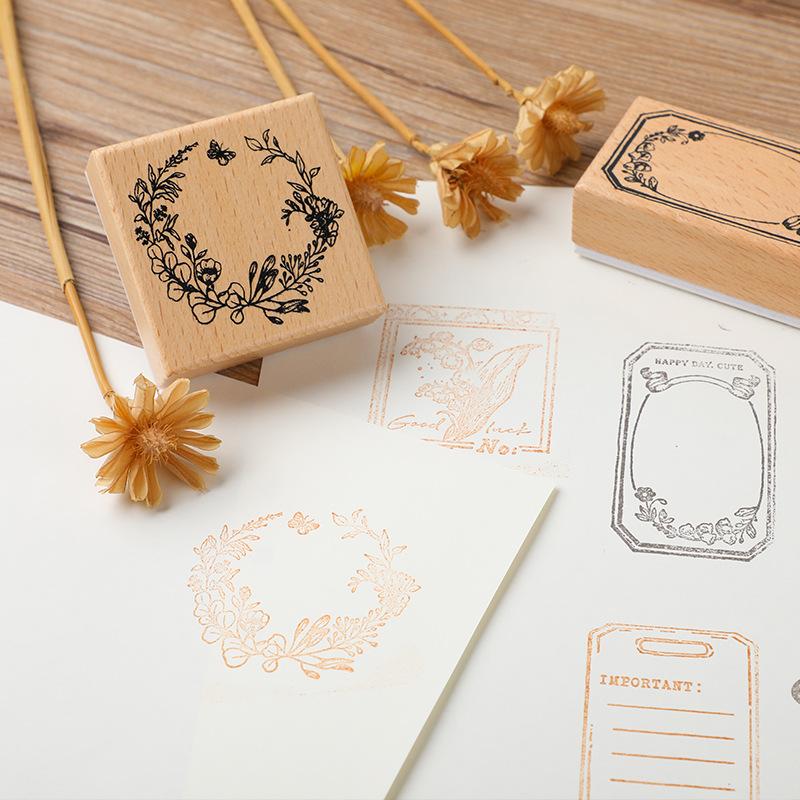 Huano Time Series Wooden Forest Secret Realm Stamps Fresh Literary Handbook DIY Decoration Material Stamps Assorted Stamp
