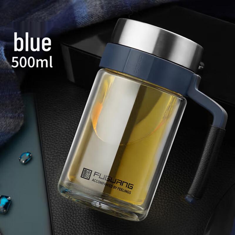 FUGUANG Double-Wall Glass Tea Mug with Infuser 500ml