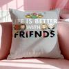 Tv F-Friends Cushion Cover Breathable Linen Pillowcase Summer Odorless Eco-Friendly Invisible Zipper Washable