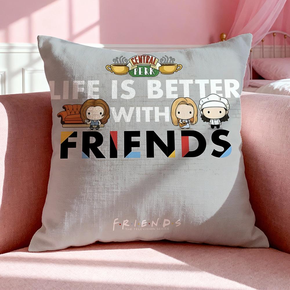 Tv F-Friends Cushion Cover Breathable Linen Pillowcase Summer Odorless Eco-Friendly Invisible Zipper Washable