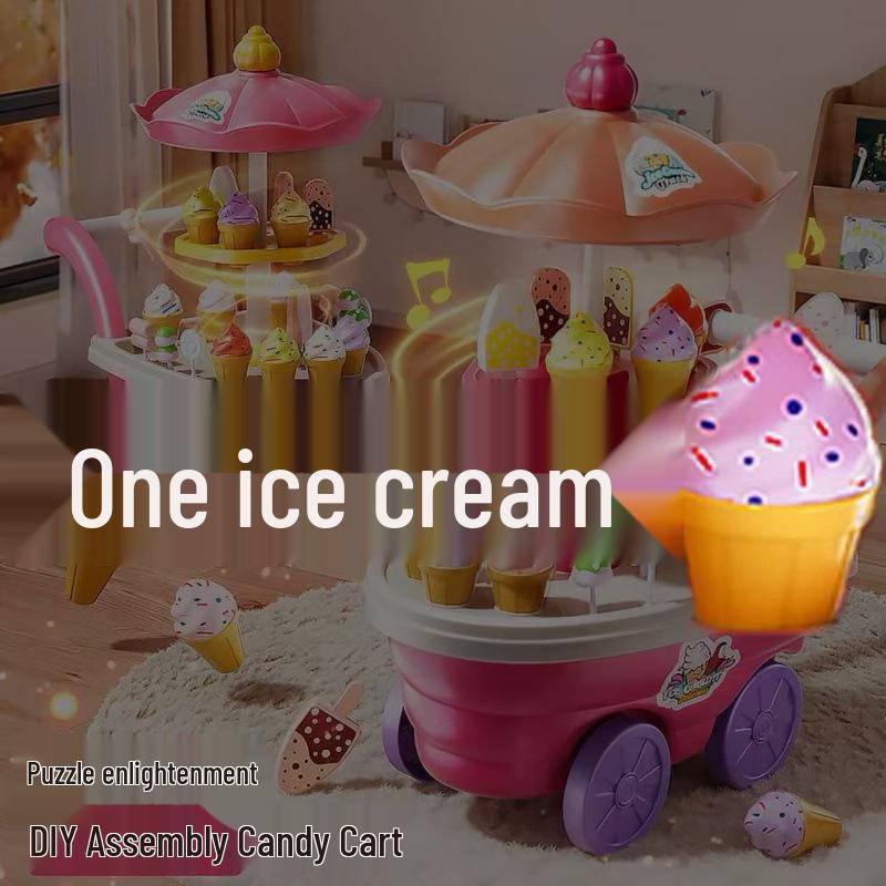 Children s Ice Cream Handcart & Music Toy Set - Ice Cream Machine & Motorcycle Role Play Enlightening Candy Ice Cream Cart