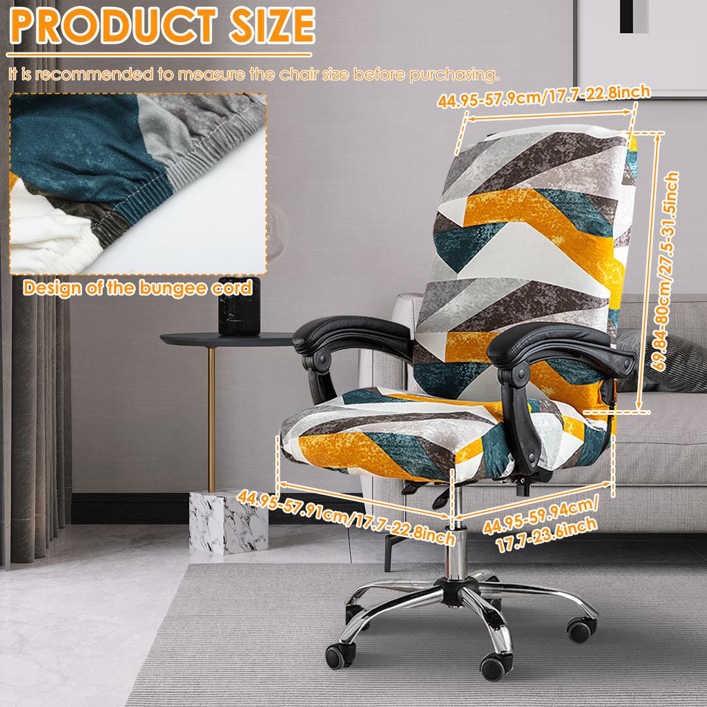 Office Chair Cover Stretch Printed Computer Desk Chair Cover With Zipper Anti Pilling Gaming Chair Protector for Home Decoration