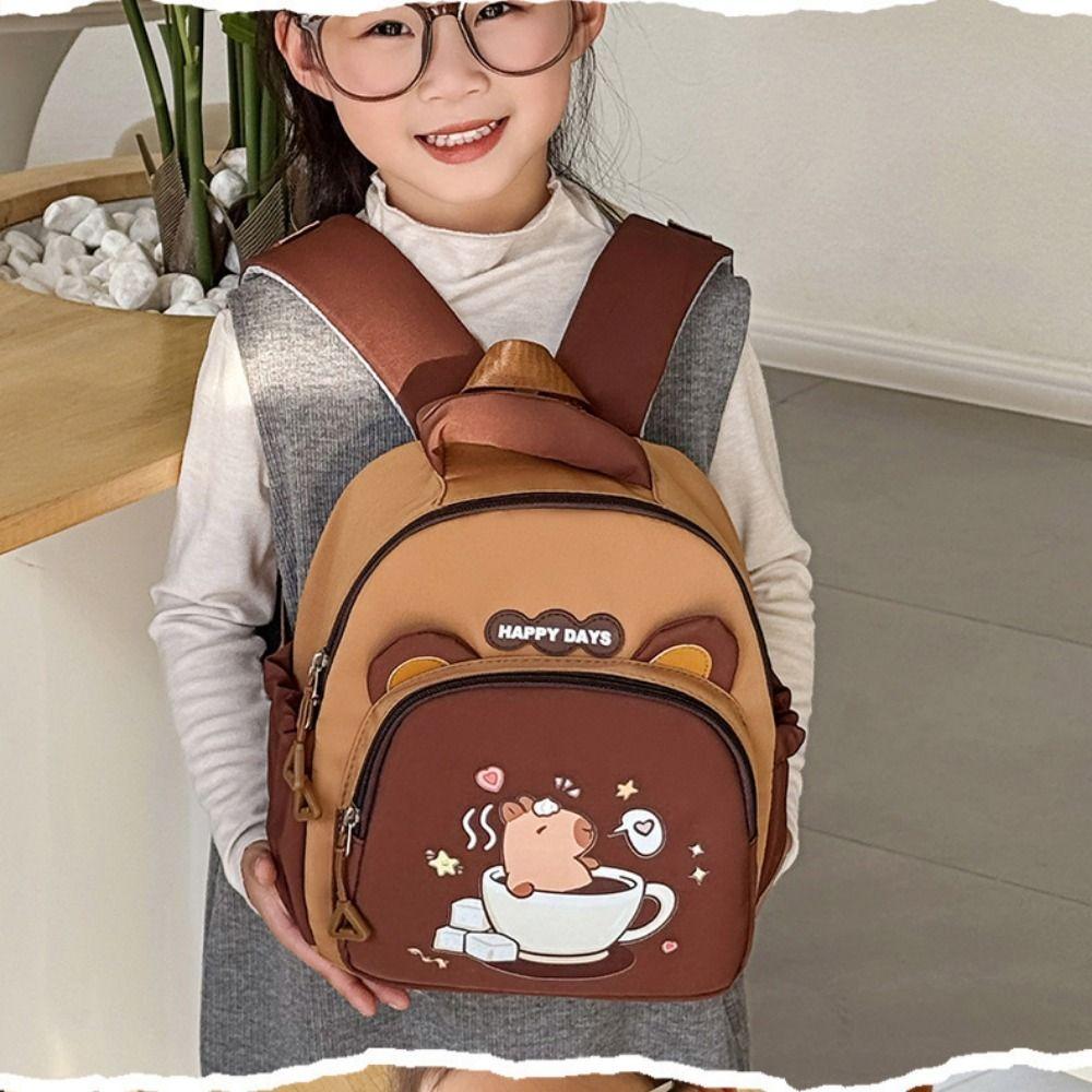 Cartoon Capybara Kindergarten Backpack Lightweight Children School Bag  Girls