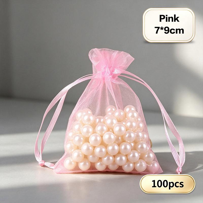 100 stk Bryllup Julegaveposer Organza Gavepose Snoreposer Til Slik Smykker Pose Pakning