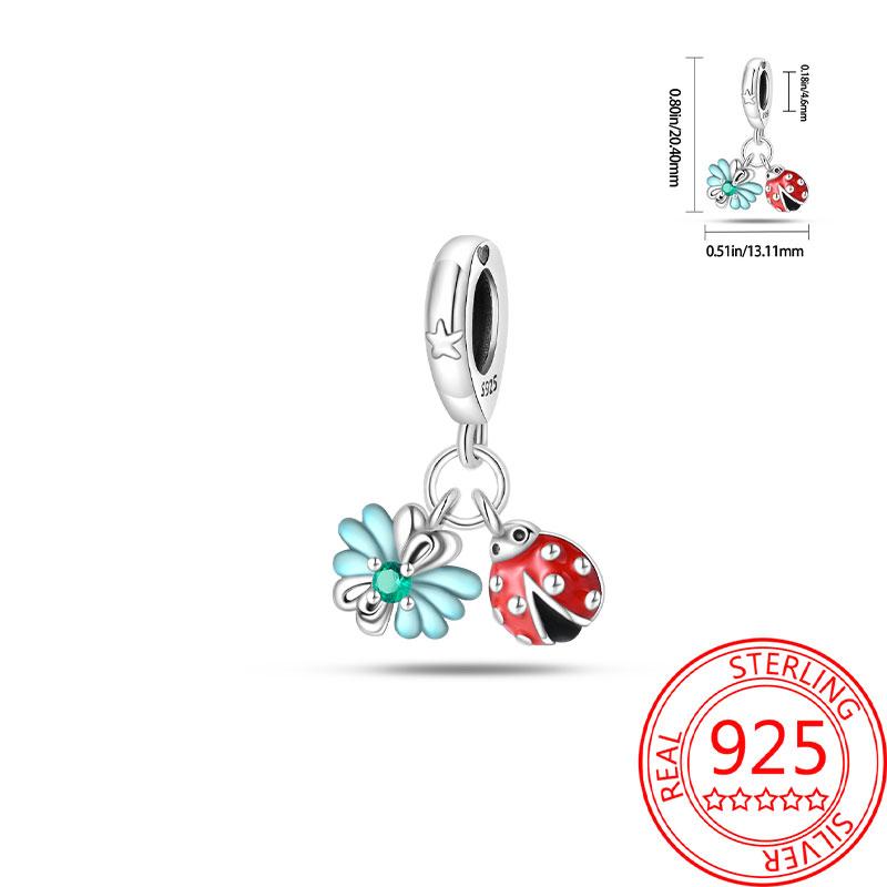 Genuine Copper Charm Luxurious Plant Insect Ladybug Pendants Bead Fits Bracelets DoItYourself Women Crafting Delicate Gifts
