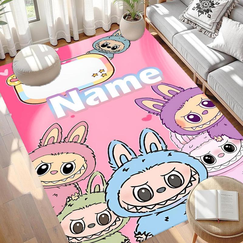 Custom Name Personalized Labubu Print Carpet, Versatile Home Decor Rug, for Playroom, Apartment, Balcony, Entryway, Hallway Gift