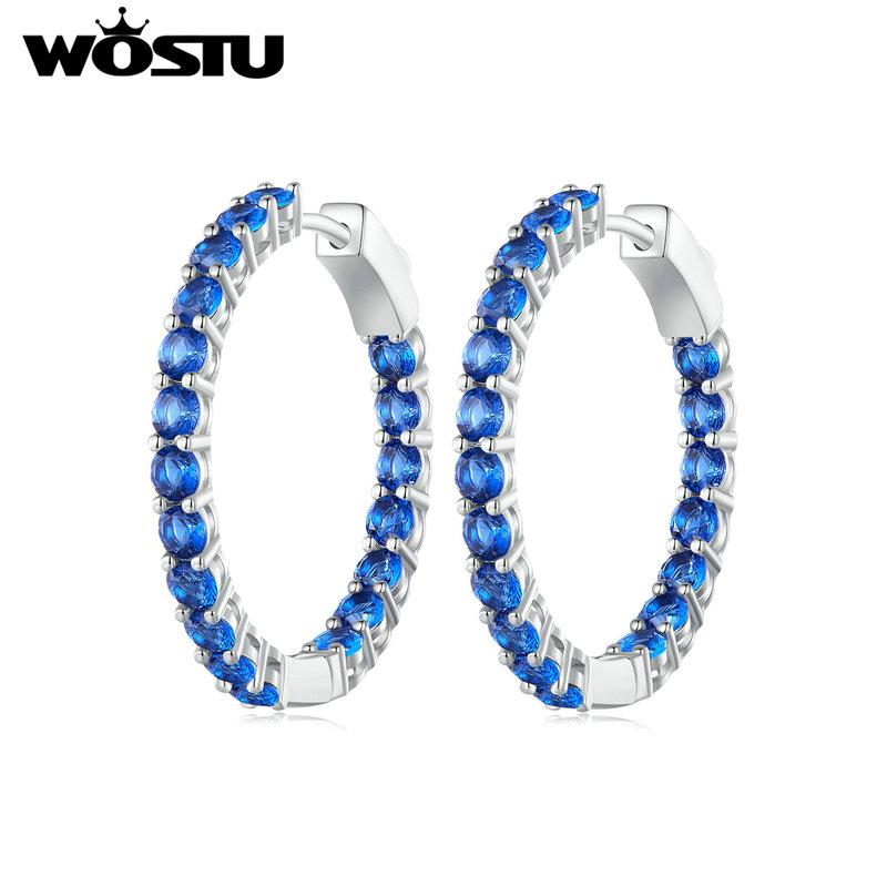 WOSTU Kruhové náušnice Velké kulaté kruhové náušnice Dainty Halo CZ Dámské náušnice