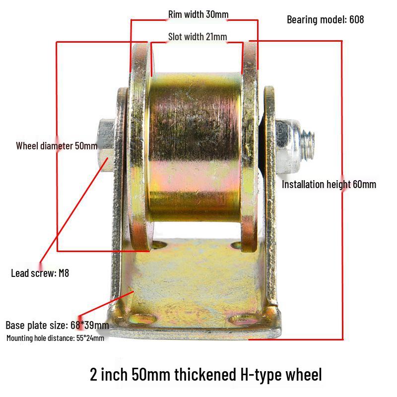 V, U, and H-Type Track Pulleys: Sliding Door V-Groove Wheels with Bracket