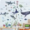 Watercolor Sharks Ocean Wall Stickers Ocean Animal Fish Marine Life Wall Sticker Baby Nursery Kids Room Play Room Decor