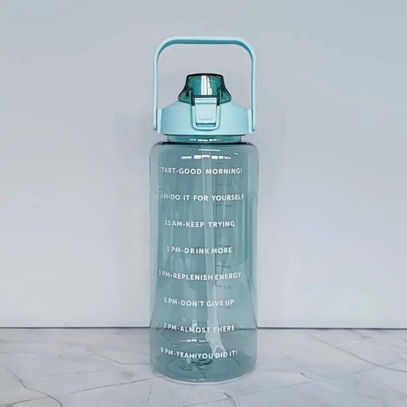 2L BPA-Free Water Bottle] 1pc PPSU Water Bottle with Time Marker, Straw & Handle - Large Capacity, BPA-Free Hydration Jug