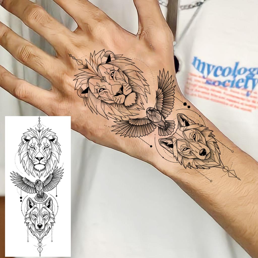 1 Sheet Geometric Planet Mountains Temporary Tattoos For Women Men Forearm Foot, Waterproof Long Lasting Realistic Tatoo Sticker