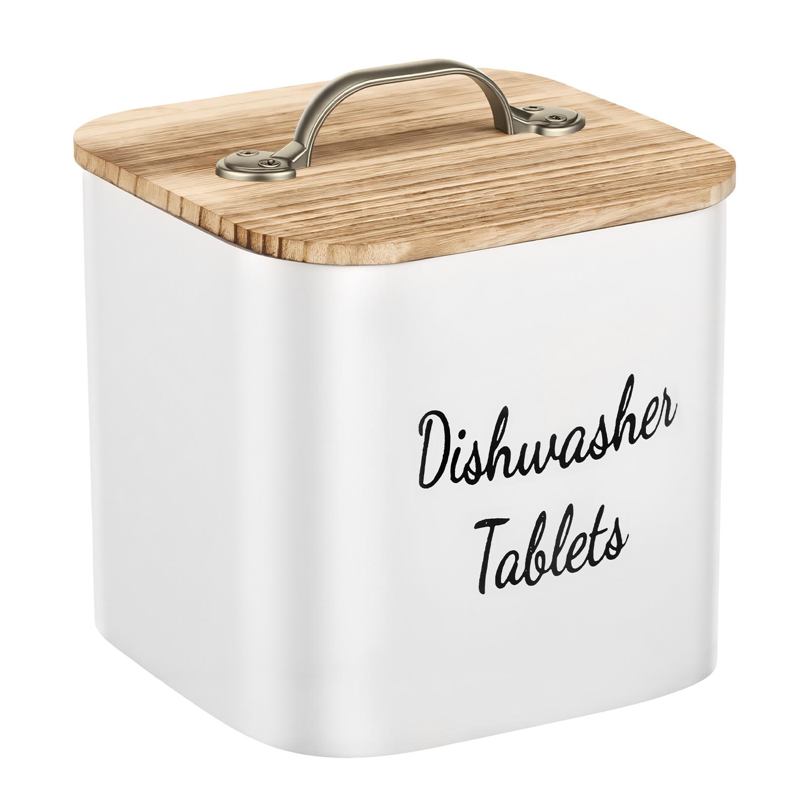 

Wooden Laundry Pod Container with Lid Washing Capsules Laundry Detergent Storage Box Dispenser Laundry Room Organizer білий