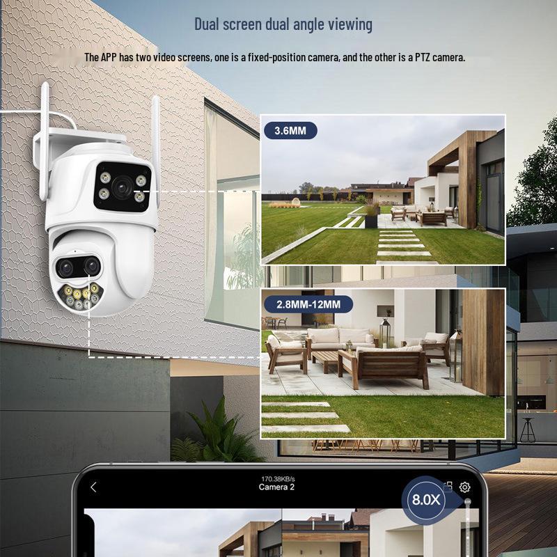 ICSEE 3-Lens 8x Zoom Wireless Outdoor 3K HD Surveillance Camera