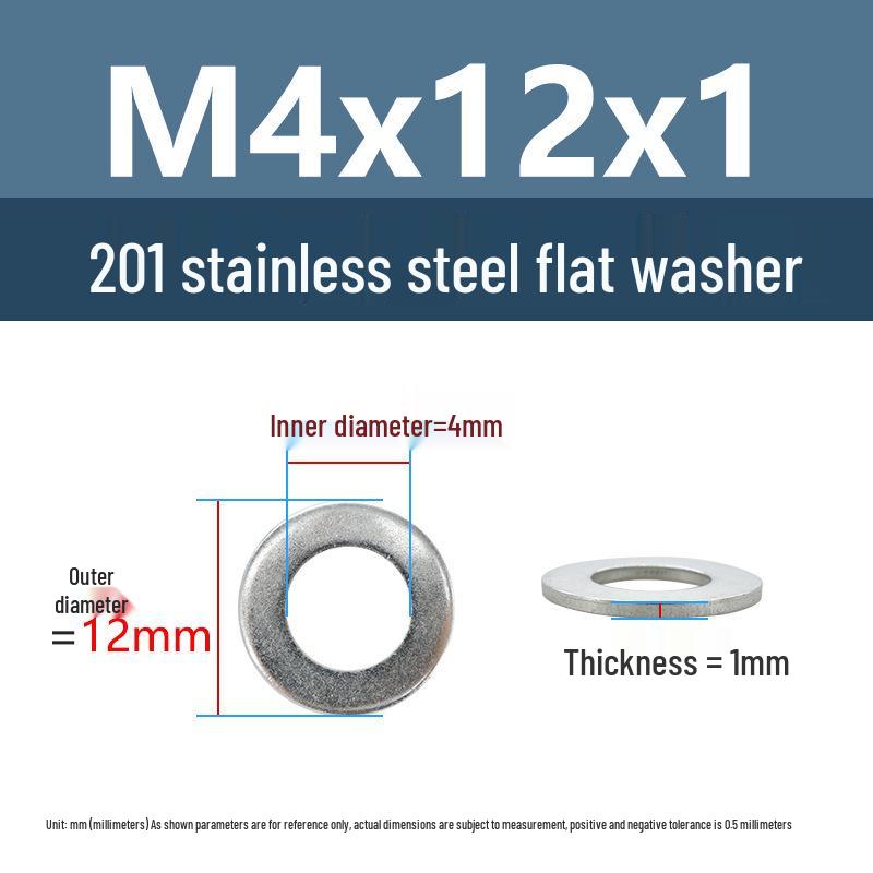 Yigu Oversized Thickened 201 Stainless Steel Flat Washers for M3, M4, M5 Industrial Use