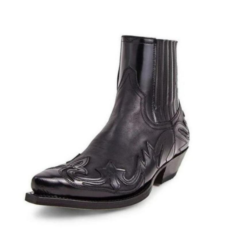 Fashion Men's Boots Handmade Ankle Boots Western Cowboy Boots Embroidery Pointed Shoes Unisex Wear-resistant Leather Boot Plus Size 48