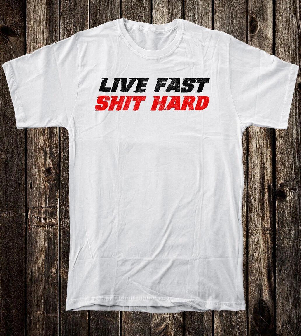 

Retro Novelty Tee T Shirt Cotton 60 s 70 s Live Fast SH!T HARD Funny Biker Van S