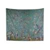 Arazzo da Giardino Chinoiserie Vintage Stampa Piatta 2D Pelle di Pesca da Appendere a Parete Sfondo Floreale con Uccelli per Decorazione del Soggiorno