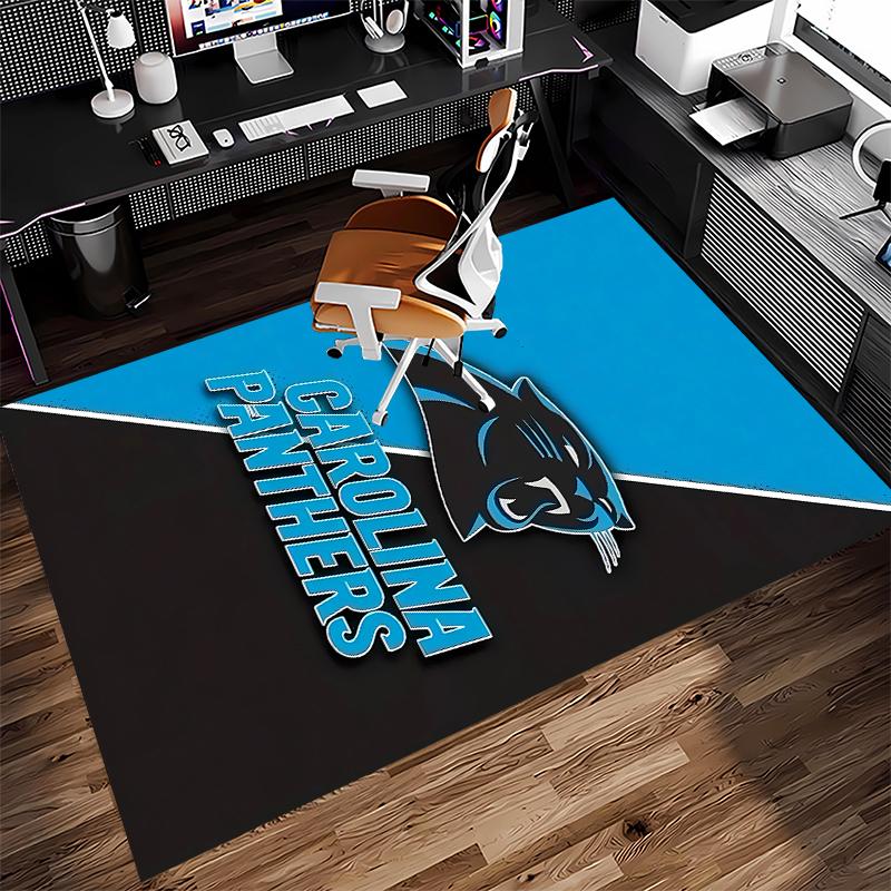 1pc Carolina Panthers Print Area Rug - Soft,Washable Non-Slip Indoor Mat for Office Chairs,Living Room,Home Office Decorative Rug