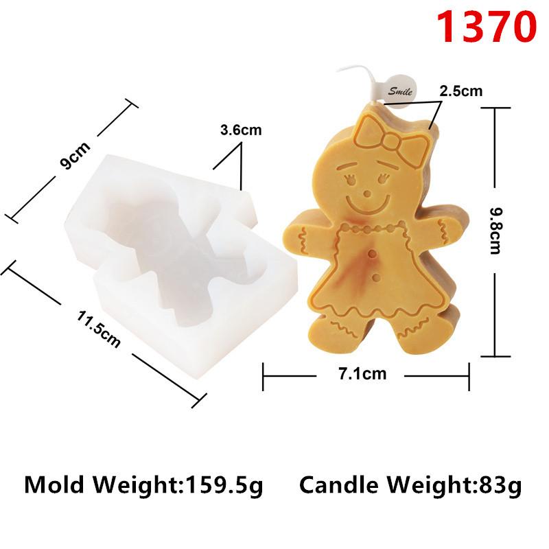 3D Christmas Silicone Xmas Bell Snowmen Gingerbread House Candle Mold DIY Cookie Gingerbread Candle Candy Fondant Baking Mold