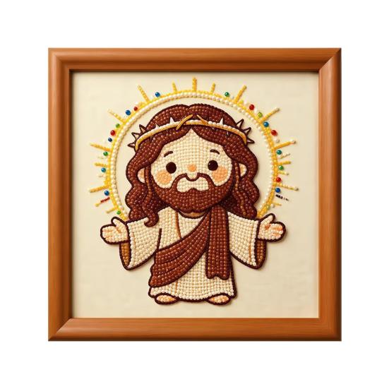 Jesus Faux Pearl Painting Kit DIY Handmade Jesus Rhinestone Painting Crafts Beginner Friendly Religious