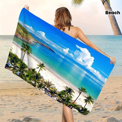 Grande Serviette Imprimée Plage Tropicale, Microfibre à Séchage Rapide, Sans Sable, Parfaite pour la Plage, la Piscine, les Voyages, Cadeau de Vacances d'Été