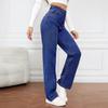 High Waist Wide Leg Denim Pants Women Thin Cotton Straight Cut Casual Chic Trousers