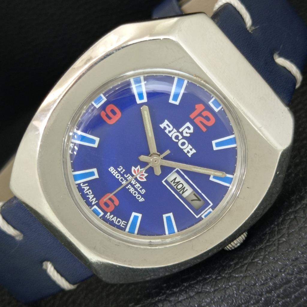 

JAPAN VINTAGE RICOH R31 AUTOMATIC MENS BLUE COLOR DIAL WATCH a707662-1