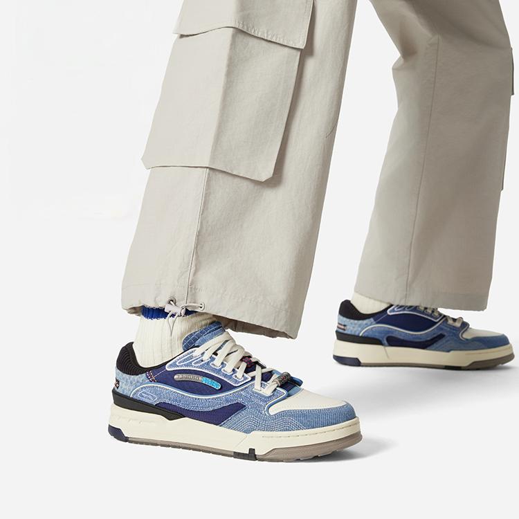 Li Ning 001 BTC 3 Slip Resistant Cushioning Abrasion Resistant Lightweight Low top Skateboard Shoes Unisex Blue AGCV281-2