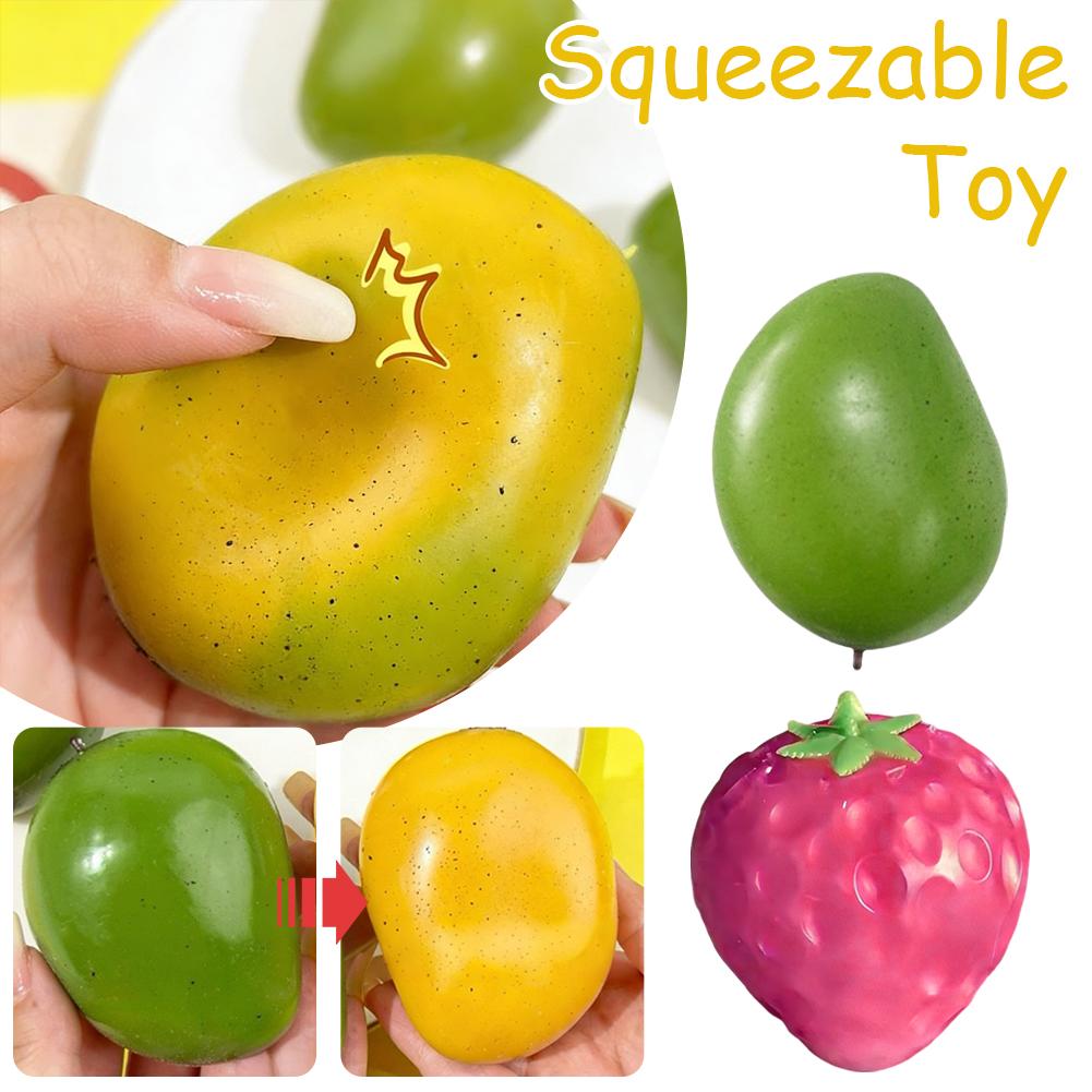 Mochi Speelgoed 1 stuks Squishy Speelgoed Kleurveranderende Mango Knijpspeelgoed Langzame Terugslag Stressverlichtend Speelgoed Decompressie Speelgoed Creatief DIY Montage Cadeau Cadeaus