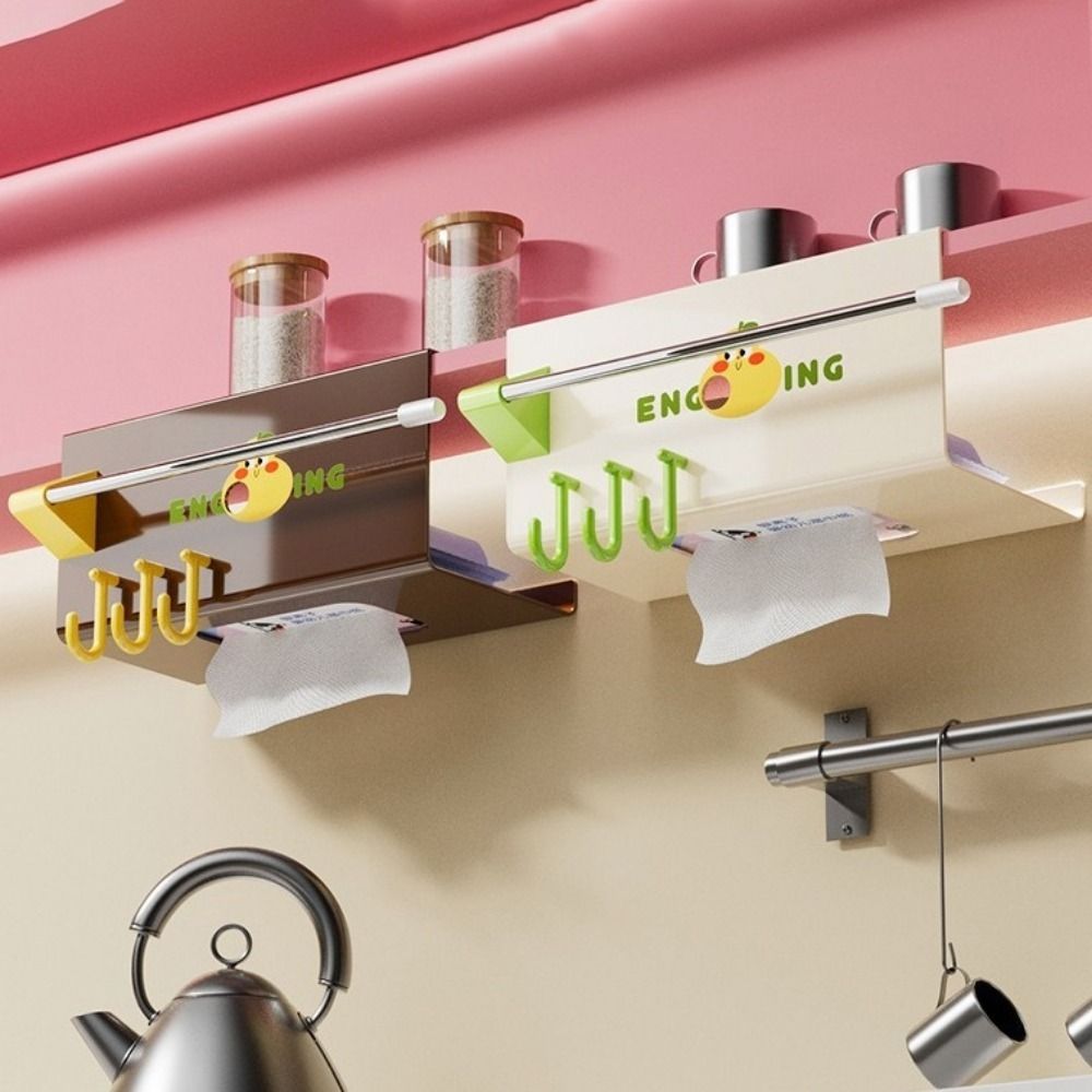 Large Capacity Upside-Down Paper Towel Rack Plastic Cling Film Holder Face Towel Holder Kitchen