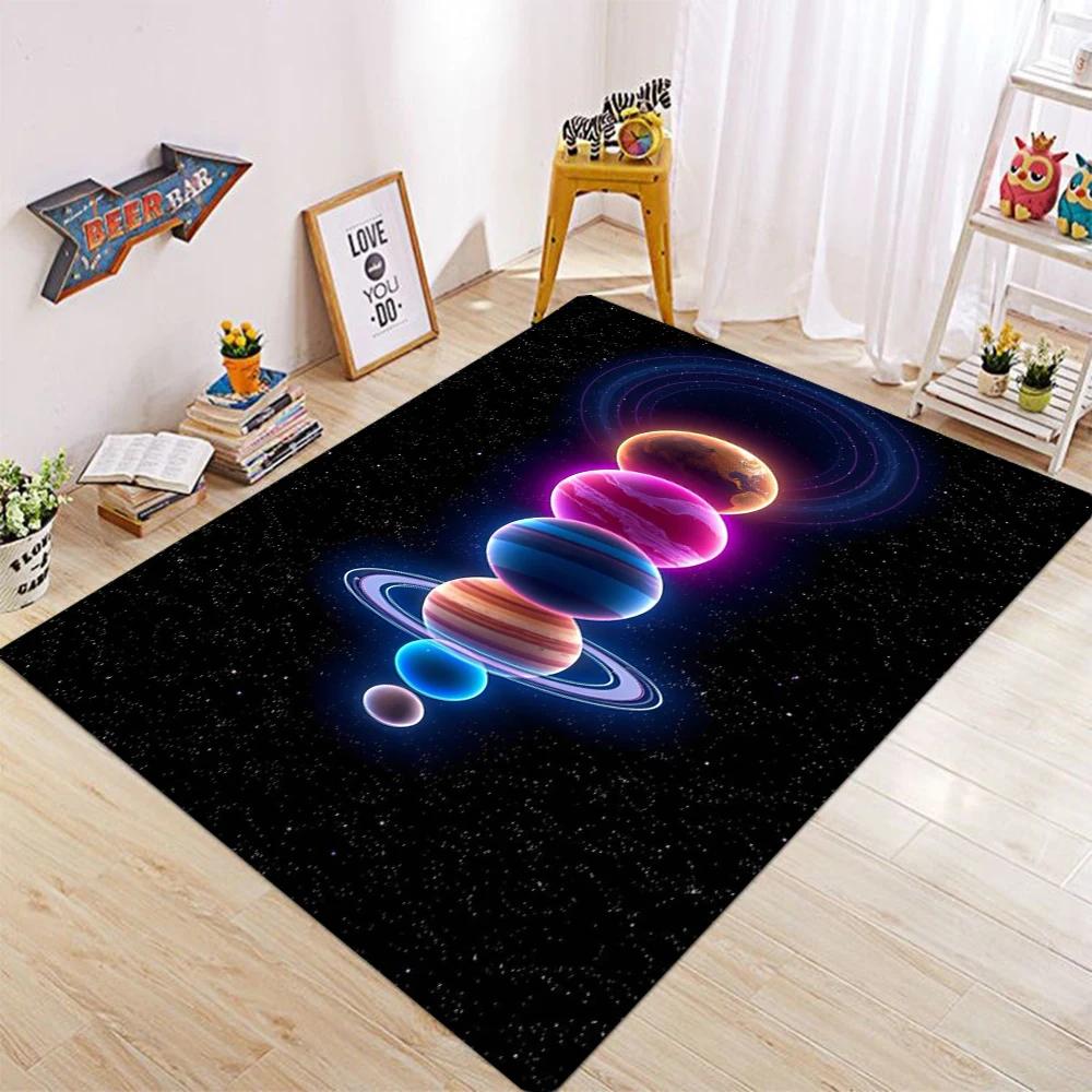 3D Universe Space Galaxy Planet Star Carpet Rug for Home Living Room Bedroom Sofa Doormat Decor,Kid Area Rug Non-slip Floor Mat