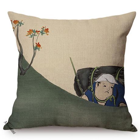 Vintage Tradition Ink Painting Design Concise Sofa Pillow Case Japans Abstract Art Room Harmony Decorative Cushion Cover