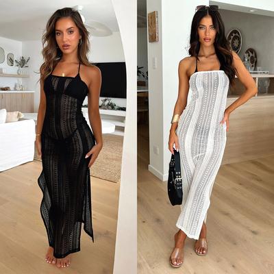 Summer Women's New Sexy Perspective Lace Dress Wrapped Chest Bag Hip Skirt