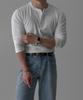 Baulopeulodeogteu Soft Ribbed Muscle Henley Neck Knit Tee [White]
