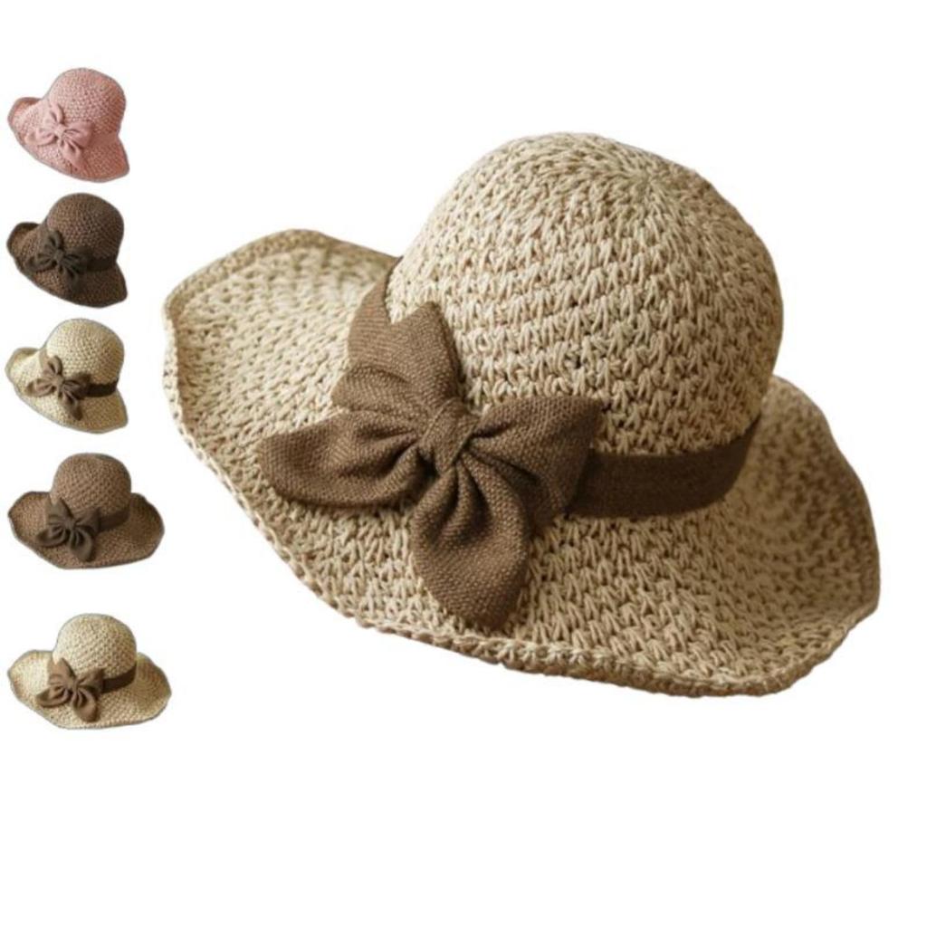 Sombrero de Sol Plegable de Ala Ancha para Mujer, Sombrero de Pescador Casual para Exteriores con Detalle de Lazo para Playa y Viajes