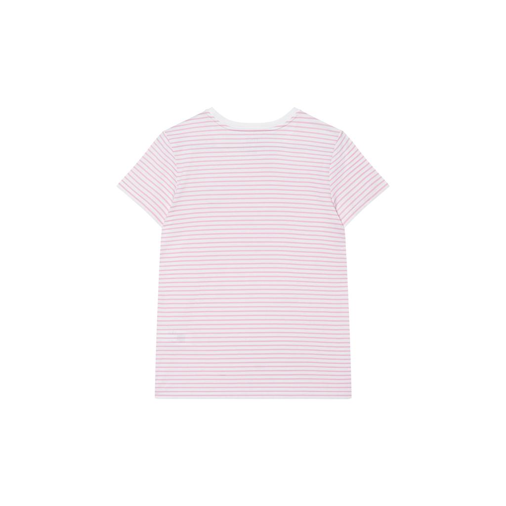 Polo Ralph Lauren Striped Crew Neck Pullover Short Sleeve T-Shirt Women Tops Pink 211698030-037