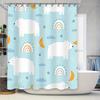 Blue Shower Curtain With White Polar Bears Rainbow Moon Stars Bath Decoration Customizable Size Waterproof Home Bathroom Decor G