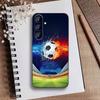 Fire Football Soccer Ball  Phone Case For Samsung Galaxy A73,A21s,A22,A31,A52,A53,A71,A41Soft Black Shell