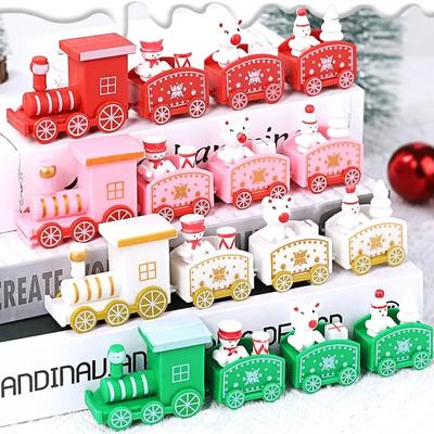 Christmas Wooden Train Ornaments Santa Cake Decoration Merry Christmas Navidad New Year Party Table Decoration Kids Gifts Toys